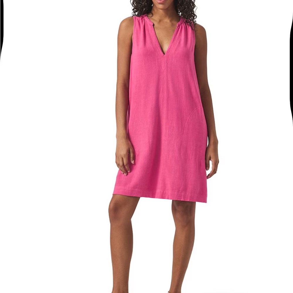Splendid NEW Mary Ann Linen Blend V-Neck Sleeveless Shift Dress